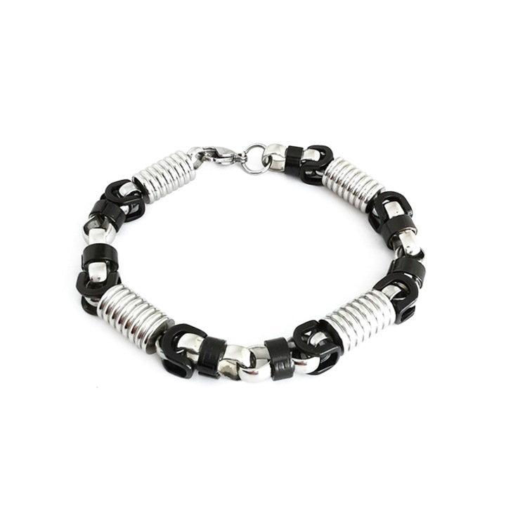 Bratara barbati, PersonalStyle, inox, argintiu, negru