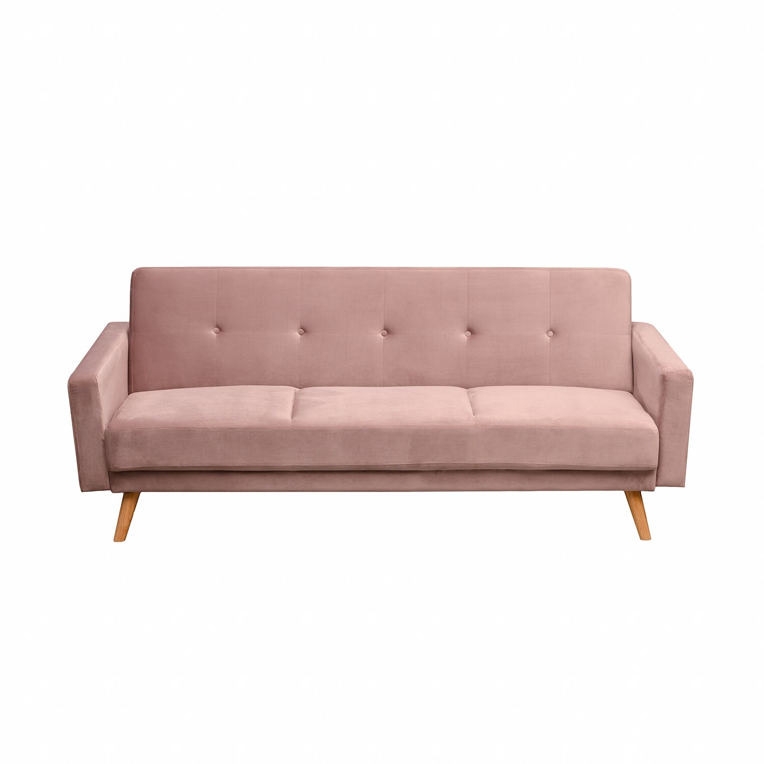 Canapea extensibila 3 locuri Cristina, Mobila Sigma, catifea dusty pink, 210x87x86 cm