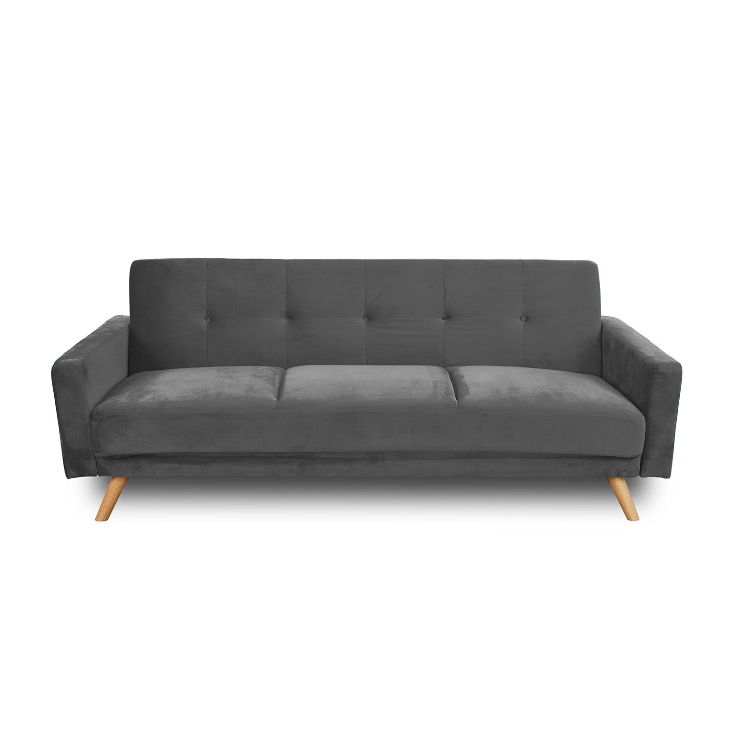 Canapea extensibila 3 locuri Cristina, Mobila Sigma, catifea Grey, 210x87x86 cm