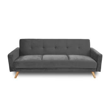 Canapea extensibila 3 locuri Cristina, Mobila Sigma, catifea Grey, 210x87x86 cm Canapea extensibila 3 locuri Cristina, Mobila Sigma, catifea Grey, 210x87x86 cm