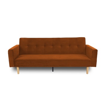 Canapea extensibila 3 locuri Iulia, Mobila Sigma, catifea orange, 210x87x86 cm Canapea extensibila 3 locuri Iulia, Mobila Sigma, catifea orange, 210x87x86 cm