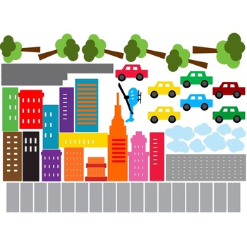 Orasul colorat - Sticker Decorativ Orasul colorat - Sticker Decorativ