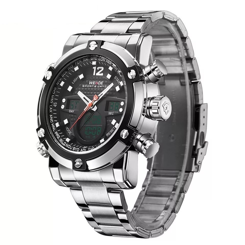 Ceas barbatesc casual, sport Weide W110, curea metal zale, afisaj analog