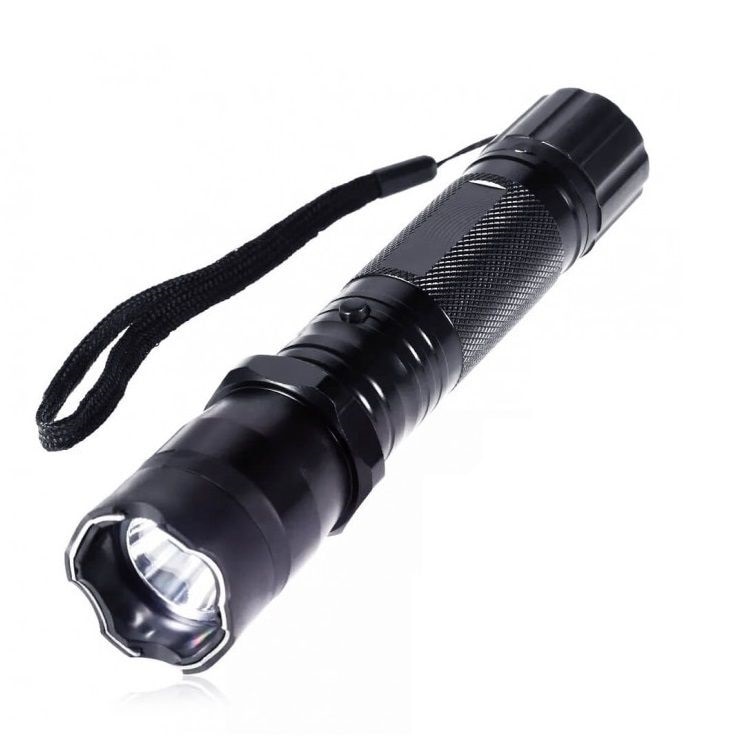 Lanterna cu electrosoc 1000Kv, bec LED, Negru, Husa + incarcator