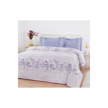 Lenjerie de pat Caroline , 4 piese , Ranforce , cearsaf cu elastic Lenjerie de pat Caroline , 4 piese , Ranforce , cearsaf cu elastic