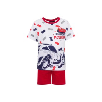 Set pijama pentru baieti, Cars, tricou + pantaloni scurti, alb&rosu Set pijama pentru baieti, Cars, tricou + pantaloni scurti, alb&rosu