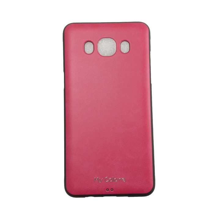 Husa compatibila cu Samsung Galaxy J5 2016, Carcasa Silicon Imitatie Piele, Roz