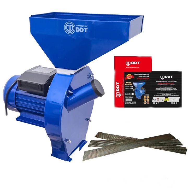Elektromos malom kalapácsokkal gabonákhoz és gubacsokhoz, DDT, 3,5 kW, 3000 ford./perc, 200 kg/h