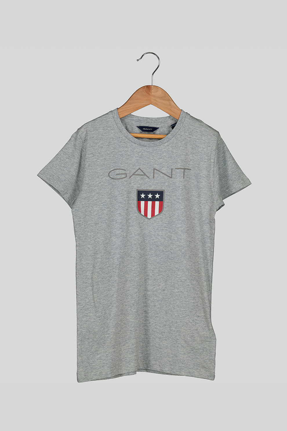 Gant, Tricou din bumbac cu imprimeu logo Shield, Gri deschis, 146-152 CM