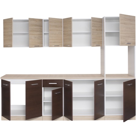 Bucatarie Kring Sophie, 260 x 200 x 60 cm, Wenge / sonoma