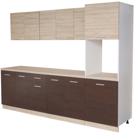 Bucatarie Kring Sophie, 260 x 200 x 60 cm, Wenge / sonoma