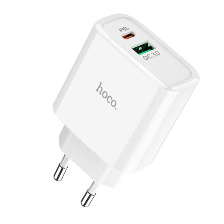 HOCO C57A hálózati töltő USB aljzat (5V / 3100mA, QC 3.0, PD gyorstöltés támogatás), Fehér