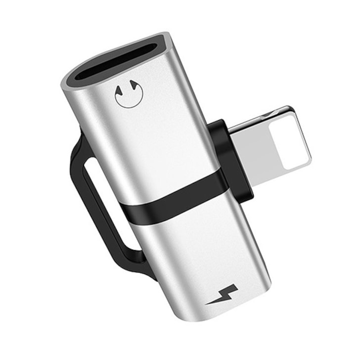 Adaptor audio, HOCO, Lightning, Argintiu