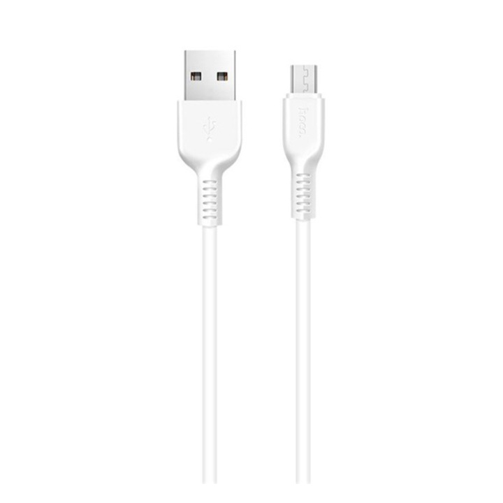 HOCO X20 adatkábel és töltő (microUSB, 200 cm, törésgátló, gyorstöltés támogatás), Fehér