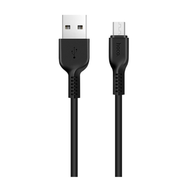 HOCO X20 adatkábel és töltő (microUSB, 100 cm, törésgátló, gyorstöltés támogatás), Fekete