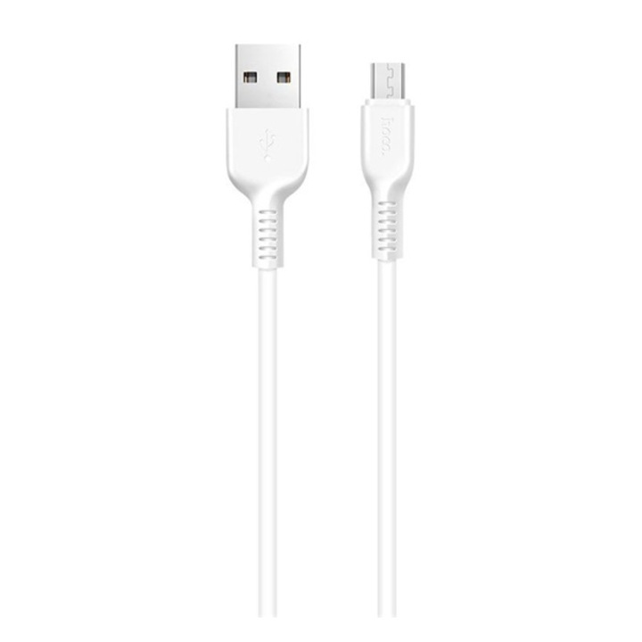 HOCO X20 adatkábel és töltő (microUSB, 300 cm, törésgátló, gyorstöltés támogatás), Fehér