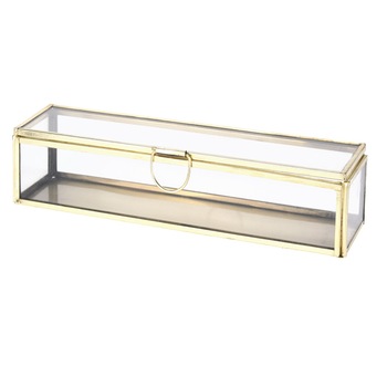 Cutie bijuterii din sticla si metal Dim 23x6x4 cm Cutie bijuterii din sticla si metal Dim 23x6x4 cm