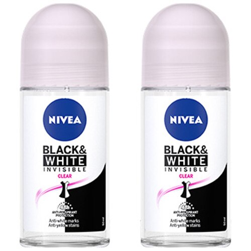 Deodorant roll-on Nivea Invisible for Black&White Clear, 2 x 50 ml