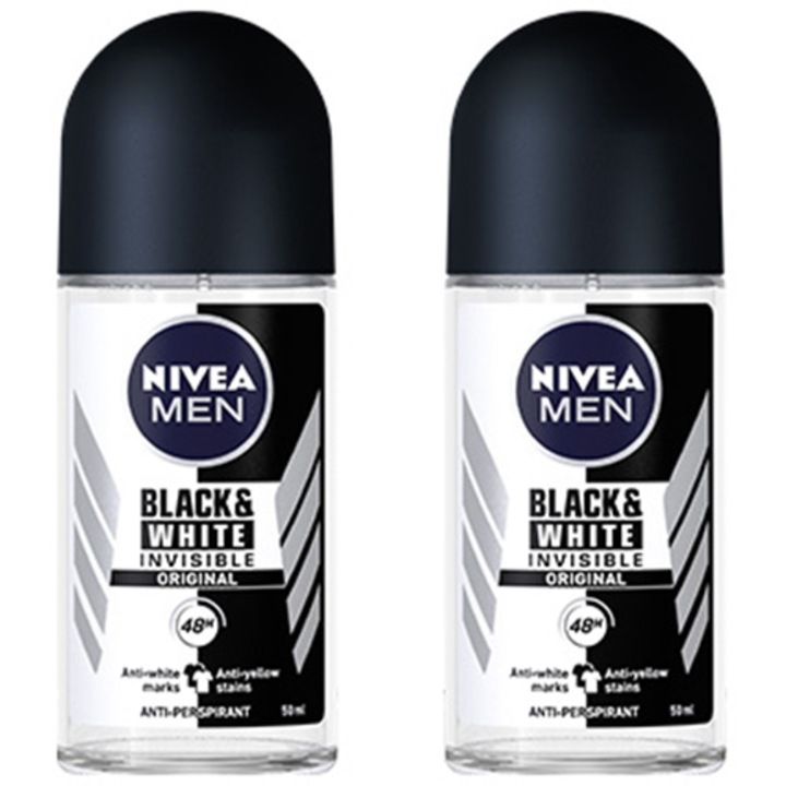 Deodorant roll-on Nivea Men Invisible for Black&White Original, 2 x 50 ml