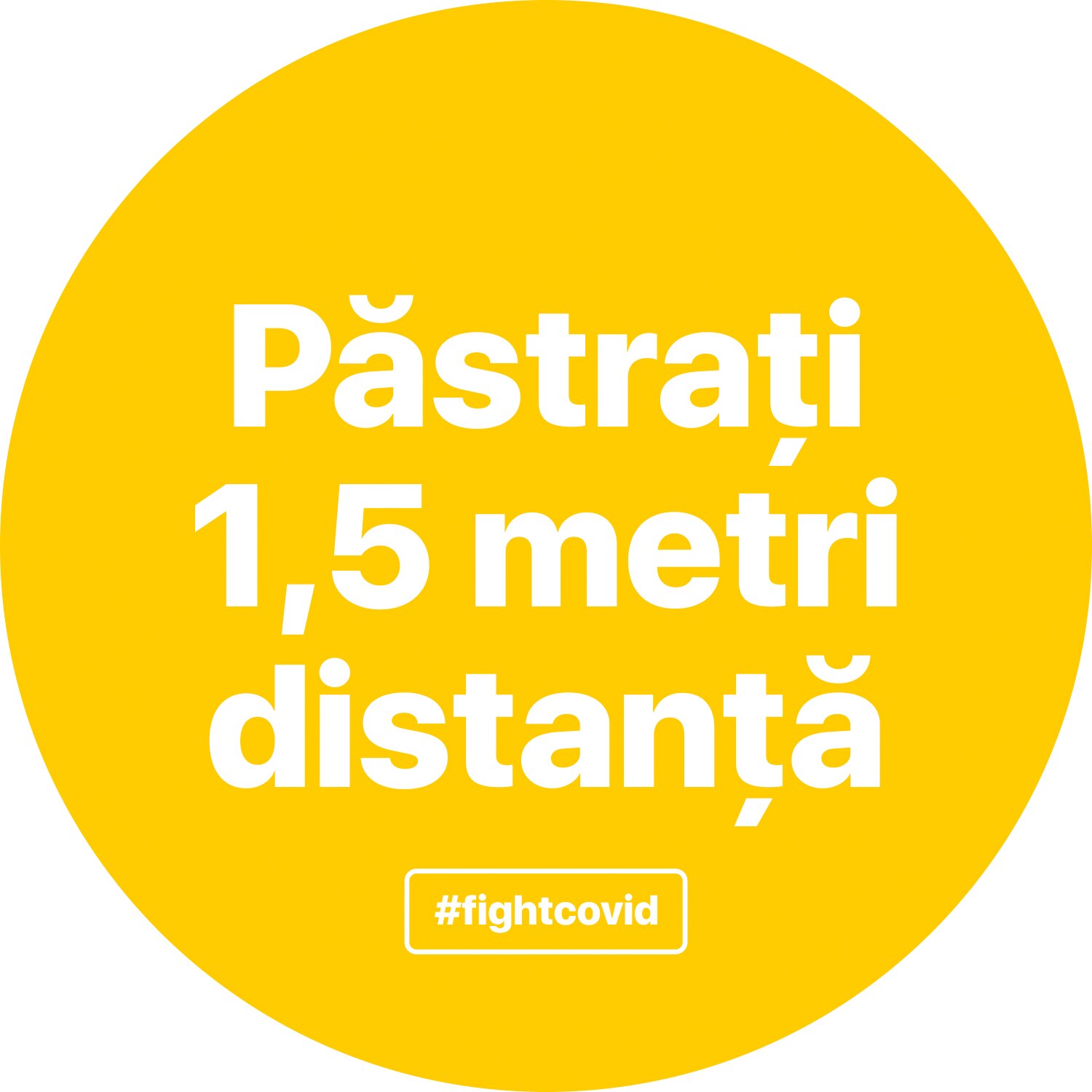 Autocolant distantare Covid-19, ADC3, cerc, galben, 30 x 30 cm