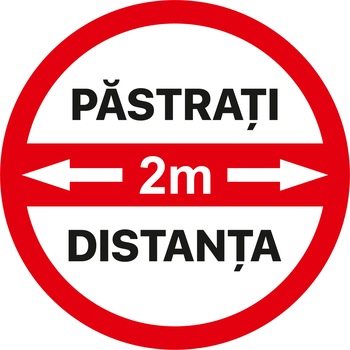 Autocolant distantare Covid-19, ADC2, cerc, rosu, 20 x 20 cm Autocolant distantare Covid-19, ADC2, cerc, rosu, 20 x 20 cm