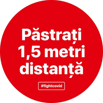 Autocolant distantare Covid-19, ADC3, cerc, rosu, 30 x 30 cm Autocolant distantare Covid-19, ADC3, cerc, rosu, 30 x 30 cm
