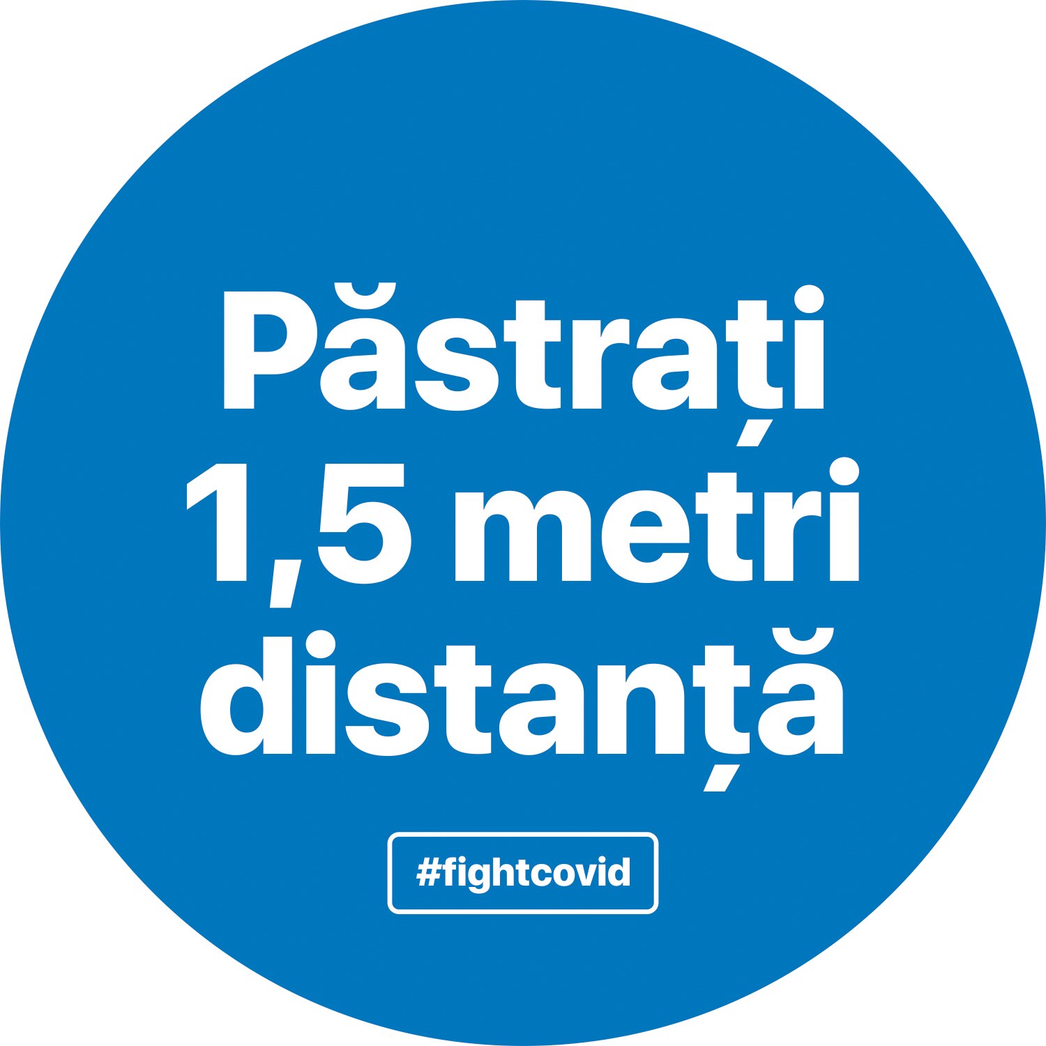 Autocolant distantare Covid-19, ADC3, cerc, albastru, 30 x 30 cm