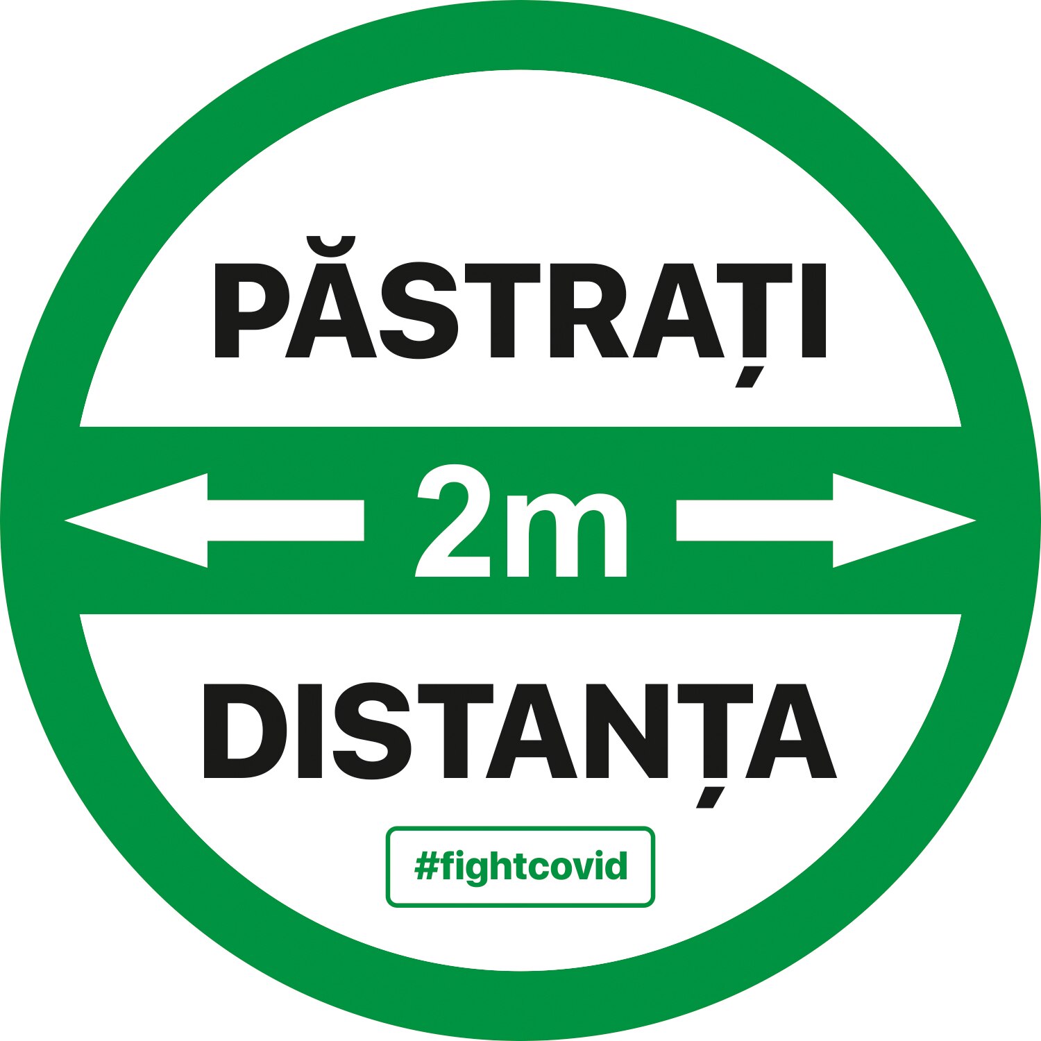 Autocolant distantare Covid-19, ADC2, cerc, verde, 30 x 30 cm