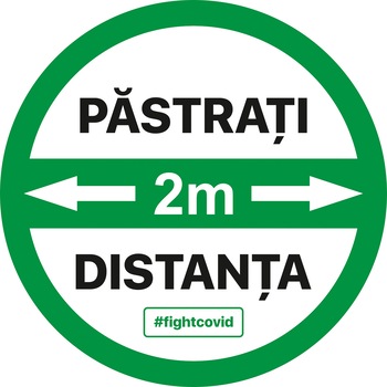 Autocolant distantare Covid-19, ADC2, cerc, verde, 30 x 30 cm Autocolant distantare Covid-19, ADC2, cerc, verde, 30 x 30 cm