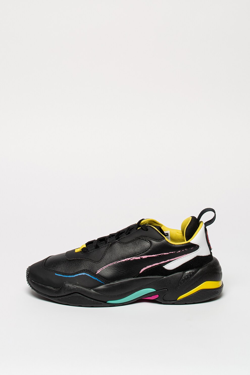 Puma, Pantofi sport unisex de piele Thunder, Negru, 3