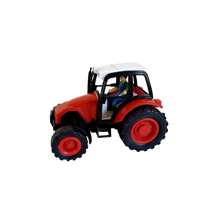 Tractor rosu cu mecanism, 13 x 8 x 10 cm