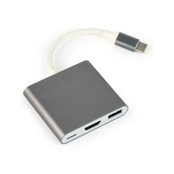 Adaptor 3 in 1, Cablexpert 11205, USB 3.1 tip C tata la port HDMI mama, USB 3.0 mama si port USB tip C PD 2.0 pentru incarcare Adaptor 3 in 1, Cablexpert 11205, USB 3.1 tip C tata la port HDMI mama, USB 3.0 mama si port USB tip C PD 2.0 pentru incarcare