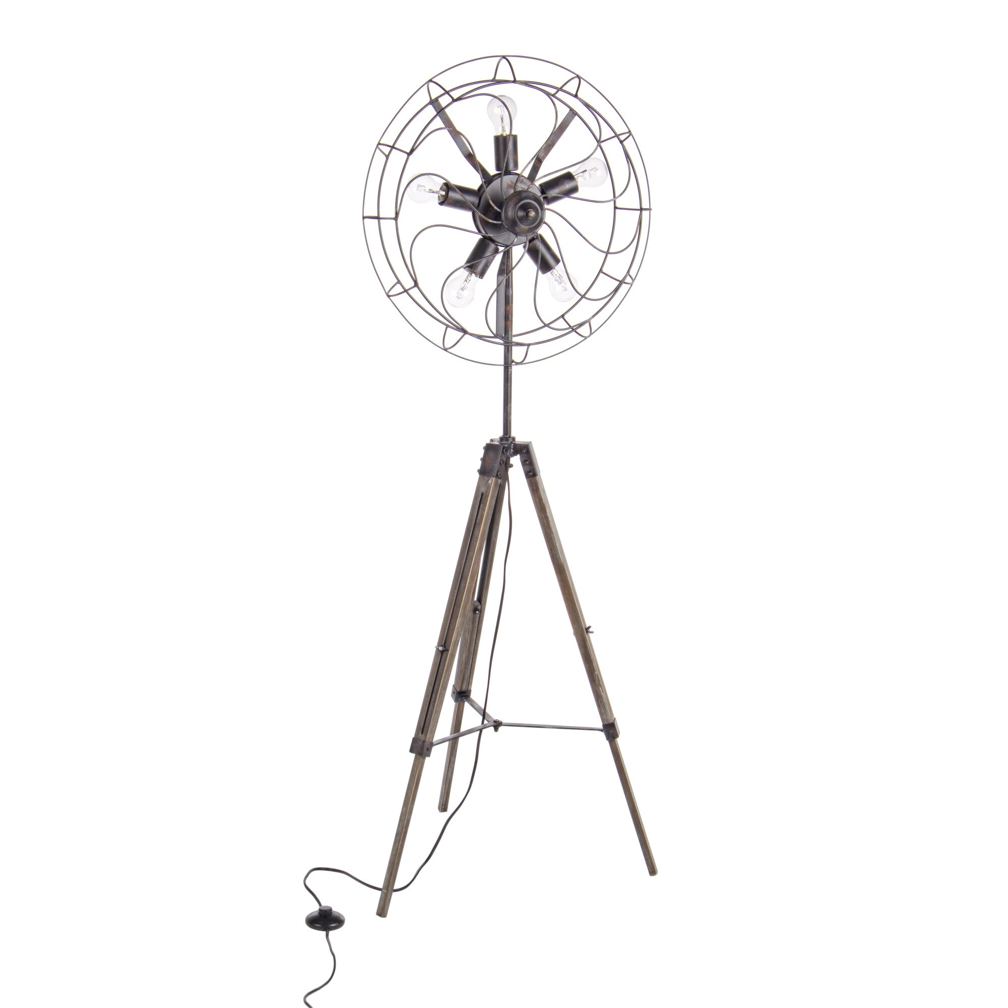 Lampa trepied Air , Structura otel si lemn brad, Inaltime 167 cm, Negru