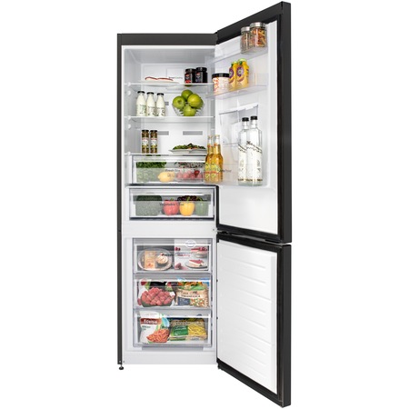 Combina frigorifica Daewoo RN-308RDQB, 330 l net, Clasa E, No Frost, Dispenser apa, H 187, Negru