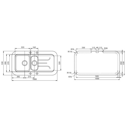 Chiuveta bucatarie Gorenje KVE 100.12 gri cenusiu, adancime 19.2 cm, cuva dubla
