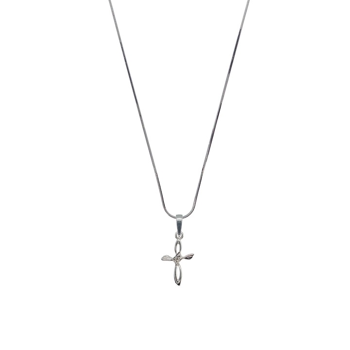 Lantisor din argint cu cruciulita, 4240SCH(D), Dras, Argintiu