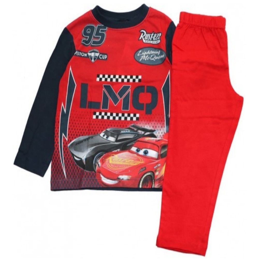Pijama baiat Disney Cars, maneca lunga, Rosu, 128 CM