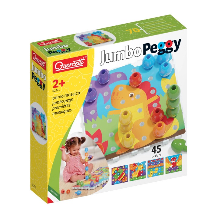 Игра Quercetti Jumbo Peggy First Dinosaur Mosaic 45 бр