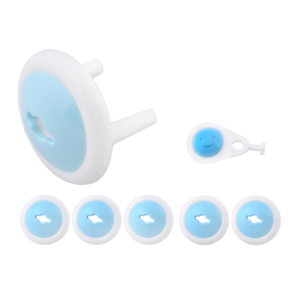 Set 6 protectii pentru priza cu cheita, LRTM, S6, alb/albastru