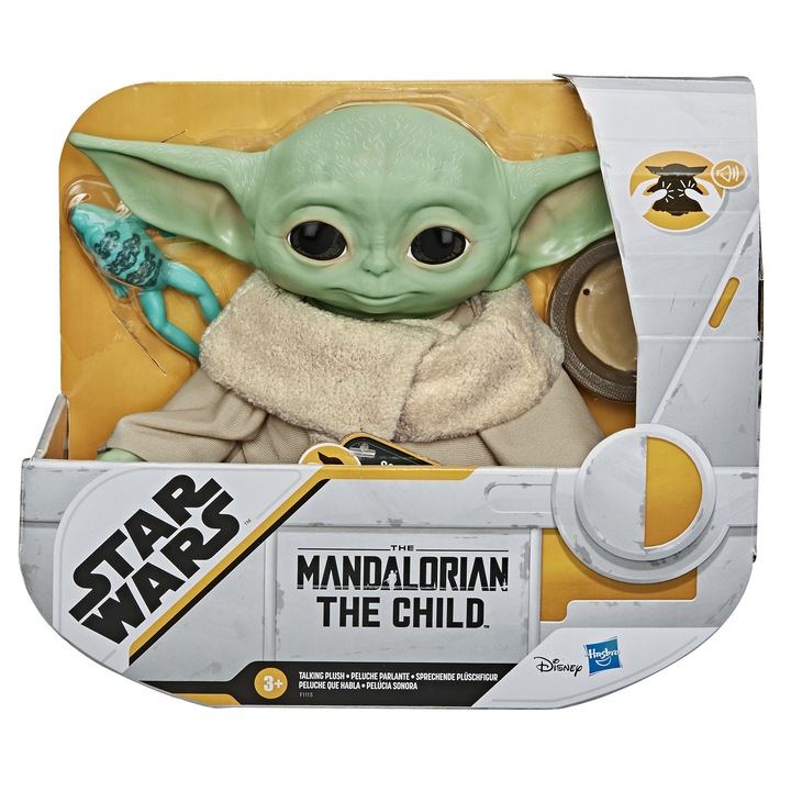 Jucarie de plus Star Wars - Baby Yoda, cu sunete, 19 cm