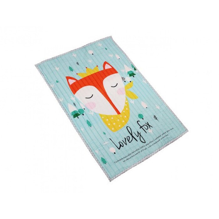 Covoras de Joaca pentru Copii, Lovely Fox, 150x200 Cm, Baza Antialunecare, cu Geanta pentru Transport/Depozitare, Multicolor