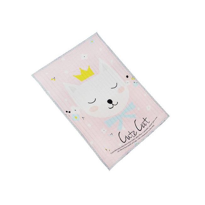 Covoras de Joaca pentru Copii, Cute Cat, 150x200 Cm, Baza Antialunecare, cu Geanta pentru Transport/Depozitare, Multicolor