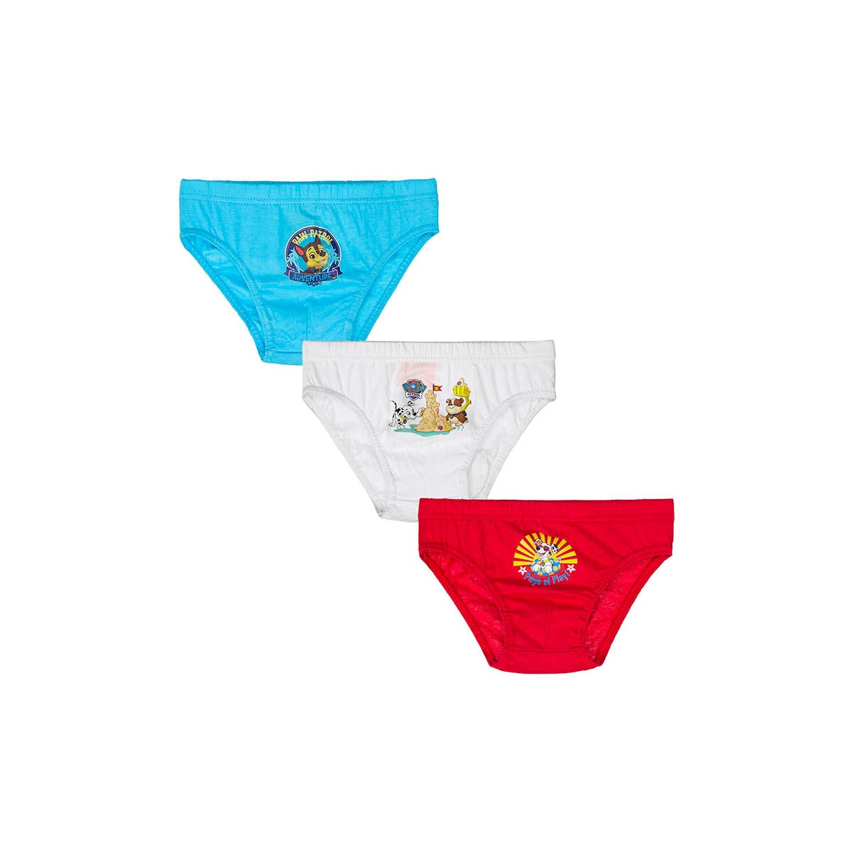 Set 3 perechi chiloti pentru baieti, Disney, Paw Patrol Flag, Alb/Rosu/Albastru