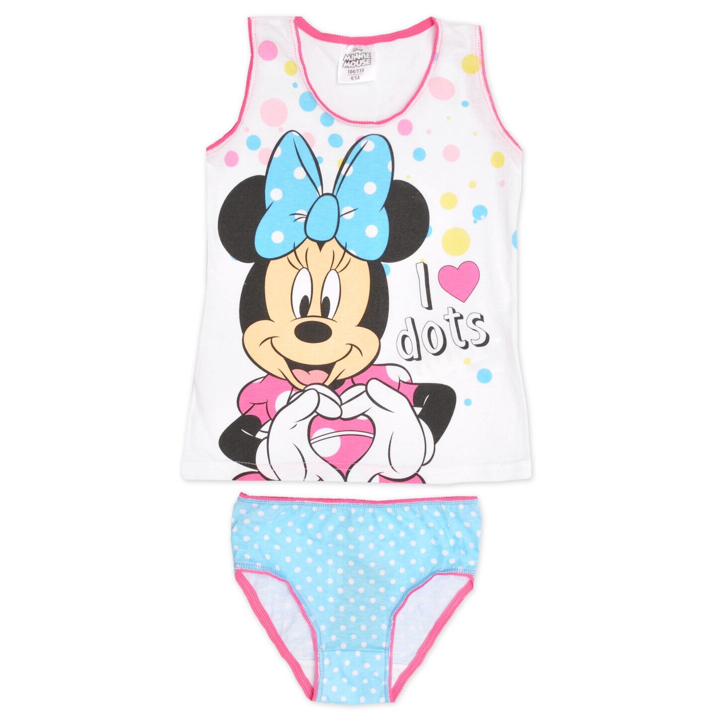 Set maieu+chilot, Minnie Mouse.albastru cu buline