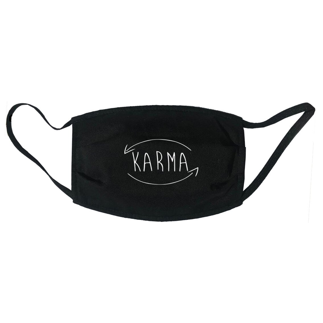 Masca personalizata Mayka reutilizabila, din material textil, cu imprimeu ”Karma” , neagra