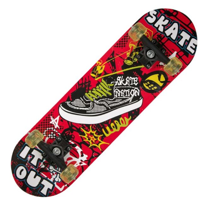 Детски скейтборд, Многоцветен, 71x20 см, Метал - Пластмаса