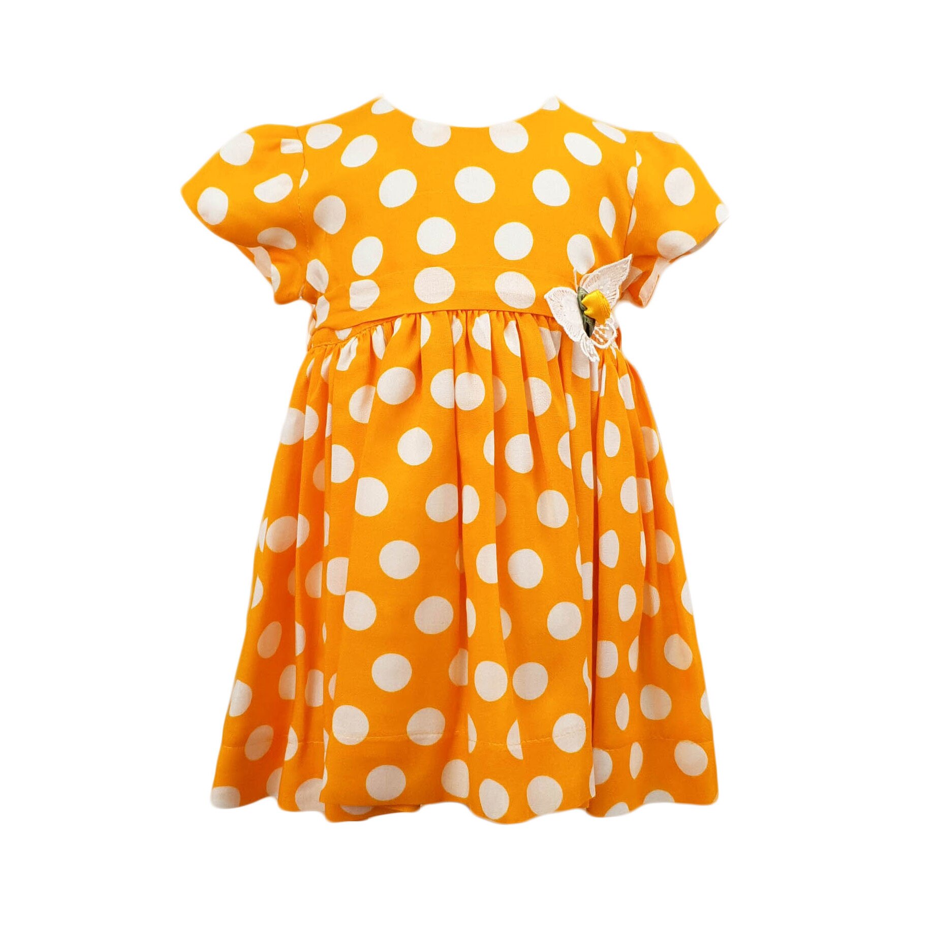 Rochie botez cu maneca scurta, model Areta, galbena, varsta 6 luni