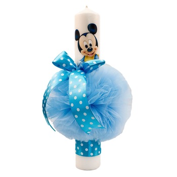 Lumanare botez Mickey, culoare bleu Lumanare botez Mickey, culoare bleu