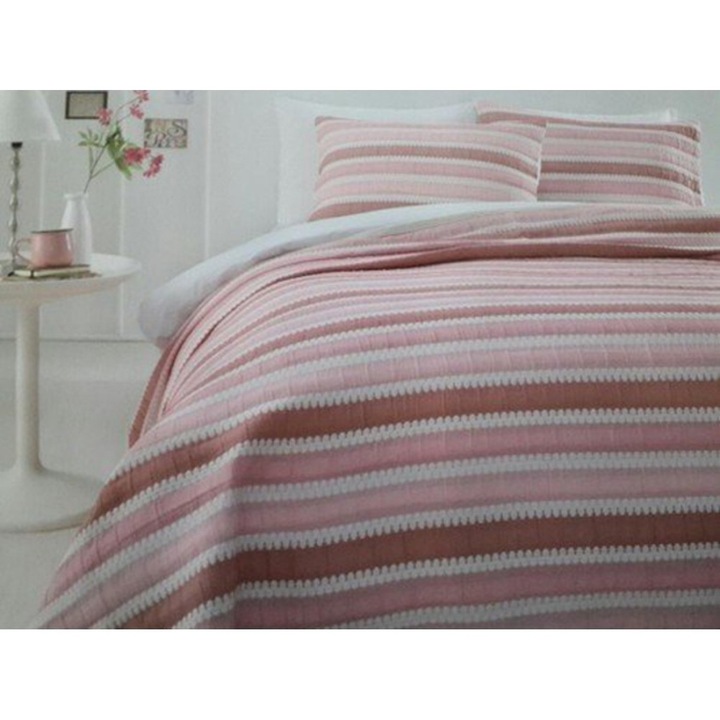 Cuvertura pentru pat, Stripe roz, 240x260 cm