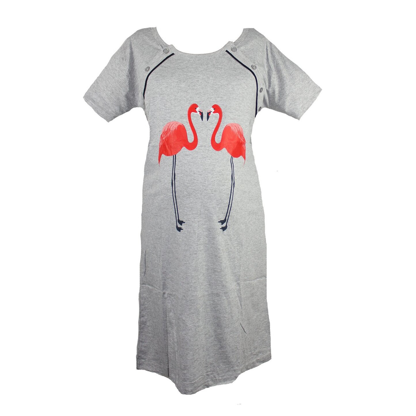Camasa alaptat, gri, flamingo rosii M